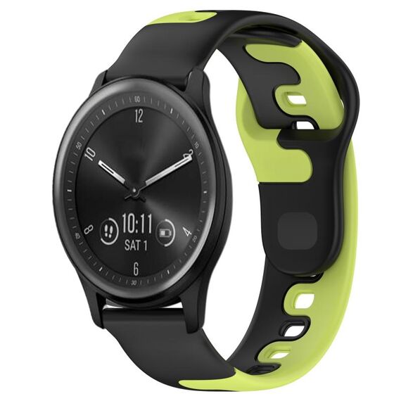 Per cinturino in silicone bicolore Garmin Vivomove Sport da 20 mm (nero + verde)