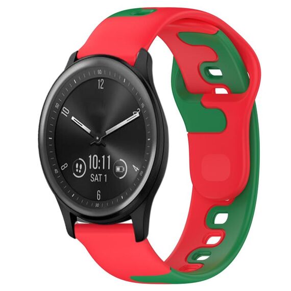 Per cinturino in silicone bicolore Garmin Vivomove Sport da 20 mm (rosso + verde)