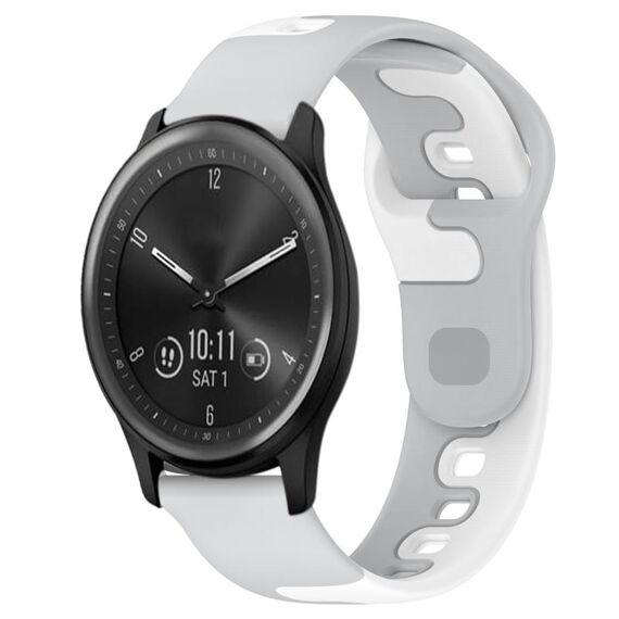Per cinturino in silicone bicolore Garmin Vivomove Sport da 20 mm (grigio + bianco)