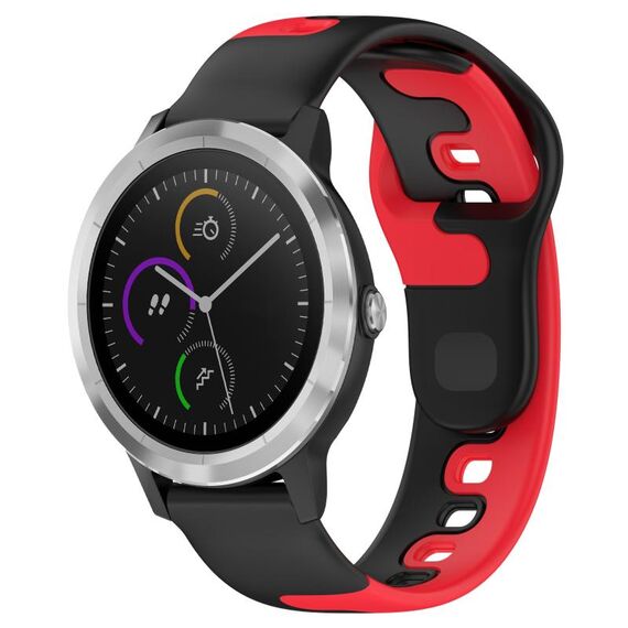 Per cinturino in silicone bicolore Garmin Vivoactive 3 da 20 mm (nero + rosso)