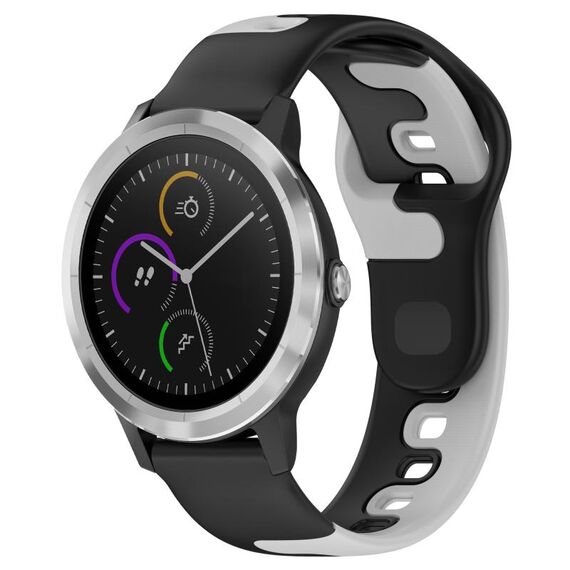 Per cinturino in silicone bicolore Garmin Vivoactive 3 da 20 mm (nero + grigio)