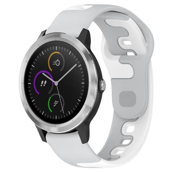 Per cinturino in silicone bicolore Garmin Vivoactive 3 da 20 mm (grigio + bianco)