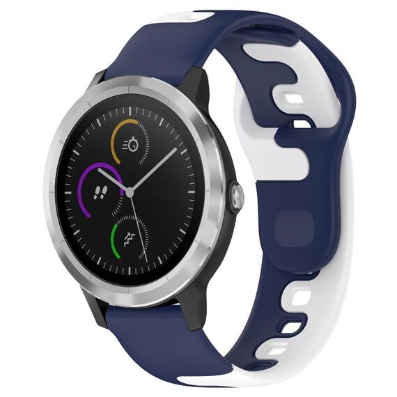 Per cinturino in silicone bicolore Garmin Vivoactive 3 da 20 mm (blu + bianco)
