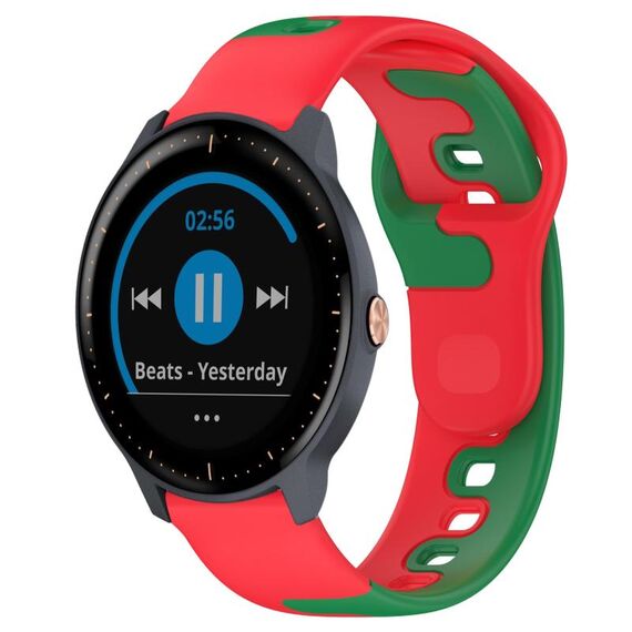 Per cinturino in silicone bicolore Garmin Vivoactive3 Music da 20 mm (rosso + verde)