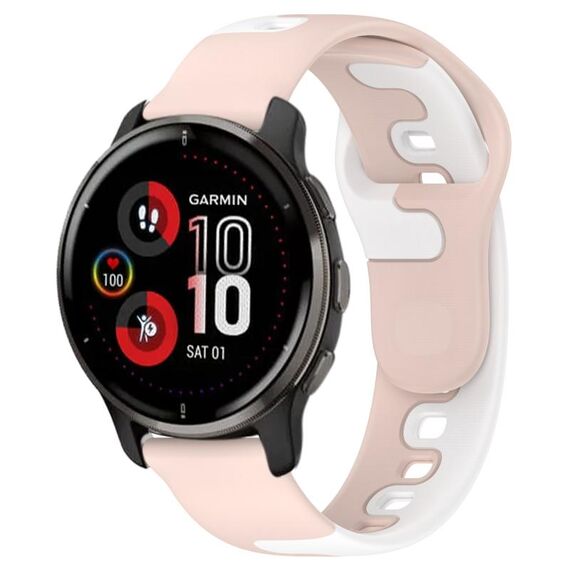 Per cinturino in silicone bicolore Garmin Venu 2 Plus da 20 mm (rosa + bianco)