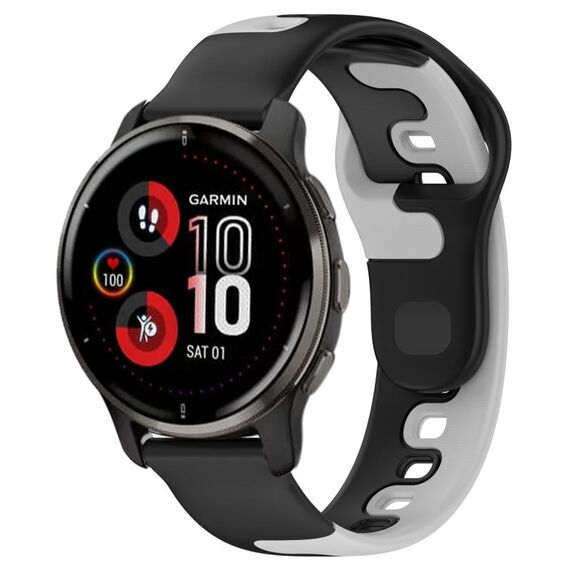 Per cinturino in silicone bicolore Garmin Venu 2 Plus da 20 mm (nero + grigio)