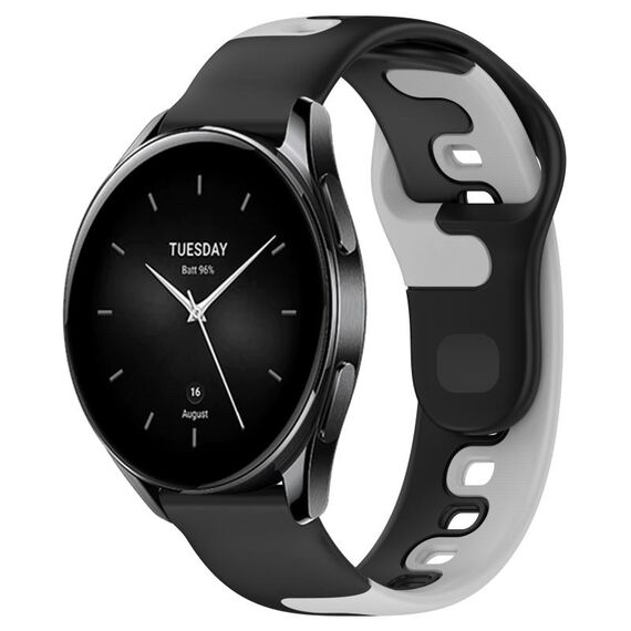 Per Xiaomi Watch S2 42mm 22mm cinturino in silicone bicolore (nero + grigio)