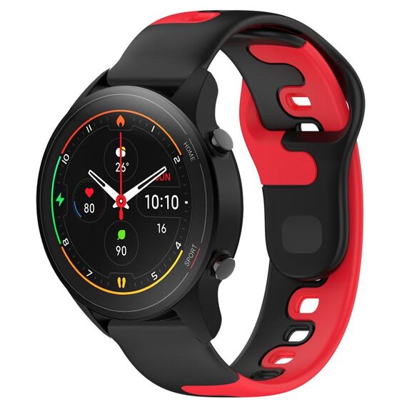 Per Xiaomi MI Watch S1 Pro cinturino in silicone bicolore da 22 mm (nero + rosso)