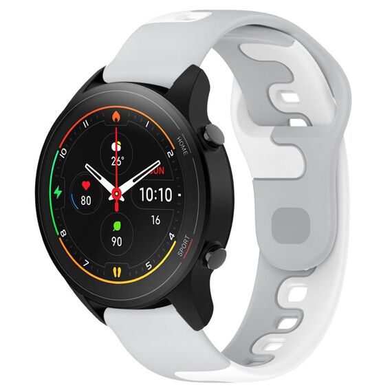 Per Xiaomi MI Watch S1 Pro cinturino in silicone bicolore da 22 mm (grigio + bianco)