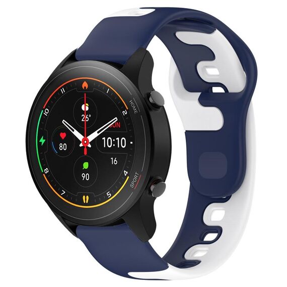 Per Xiaomi MI Watch S1 Pro cinturino in silicone bicolore da 22 mm (blu + bianco)