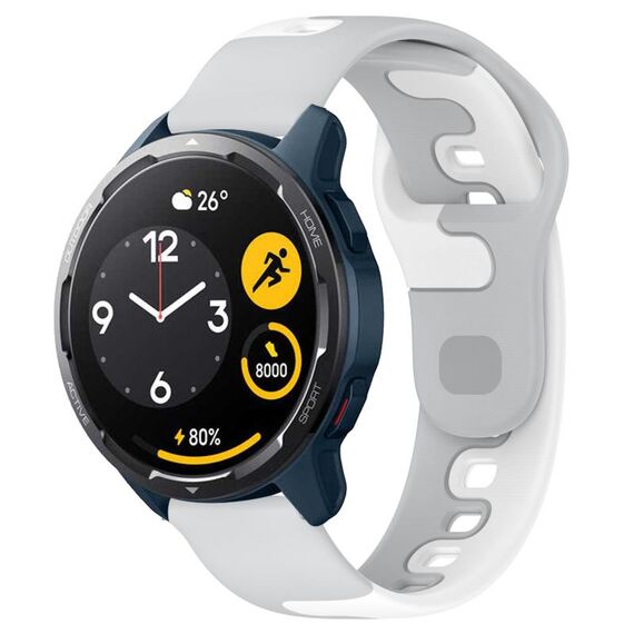 Per Xiaomi Watch S1 Active cinturino in silicone bicolore da 22 mm (grigio + bianco)