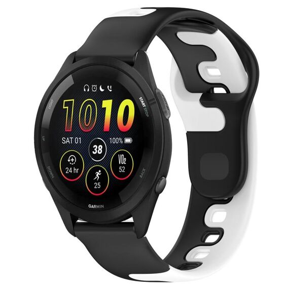 Per cinturino in silicone bicolore Garmin Forerunner 265 da 22 mm (nero + bianco)