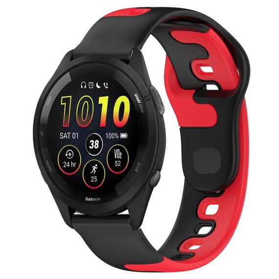 Per cinturino in silicone bicolore Garmin Forerunner 265 da 22 mm (nero + rosso)