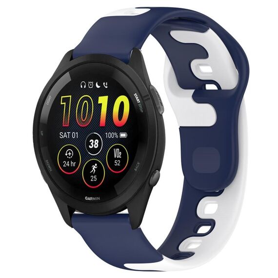 Per cinturino in silicone bicolore Garmin Forerunner 265 da 22 mm (blu + bianco)