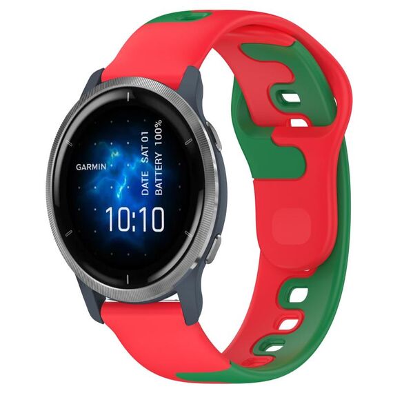 Per cinturino in silicone bicolore Garmin Venu 2 da 22 mm (rosso + verde)