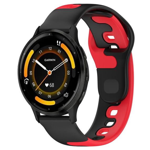 Per cinturino in silicone bicolore Garmin Vivoactive 4 da 22 mm (nero + rosso)
