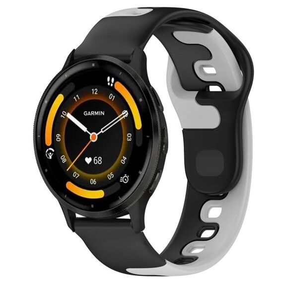 Per cinturino in silicone bicolore Garmin Vivoactive 4 22mm (nero + grigio)
