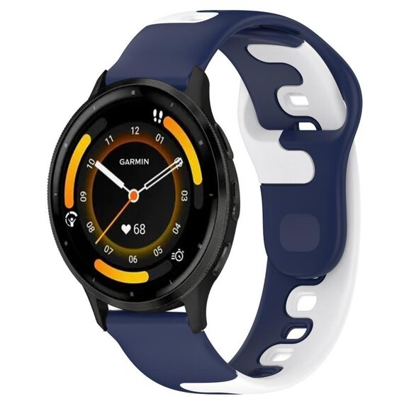 Per cinturino in silicone bicolore Garmin Vivoactive 4 da 22 mm (blu + bianco)