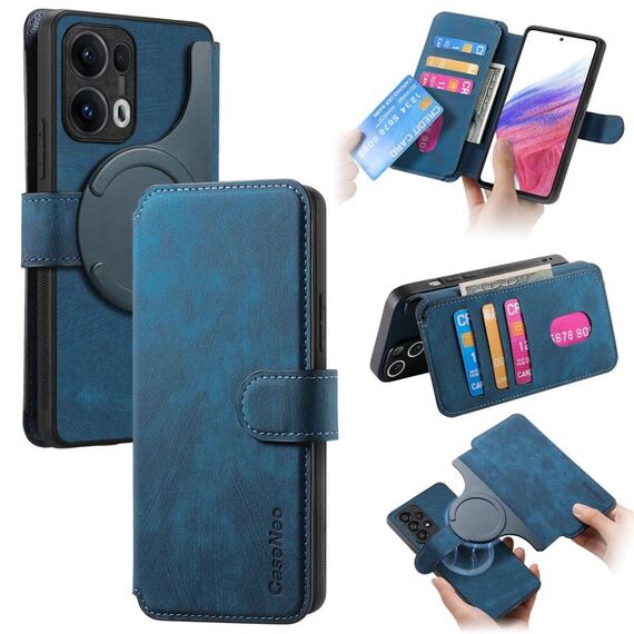 Per OPPO Reno13 Pro CaseNeo Custodia per telefono in pelle retrò antifurto RFID MagSafe (blu)