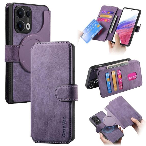 Per OPPO Reno13 Pro CaseNeo Custodia per telefono in pelle retrò antifurto RFID MagSafe (viola)