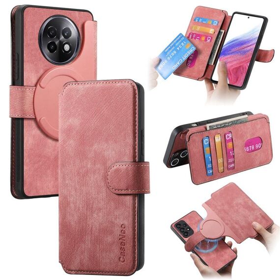 Per Realme 13+ 5G Global CaseNeo MagSafe RFID Anti-furto Custodia in pelle retrò per telefono (rosa)