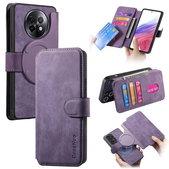 Per Realme 13+ 5G Global CaseNeo MagSafe RFID Anti-furto Custodia in pelle retrò per telefono (viola)
