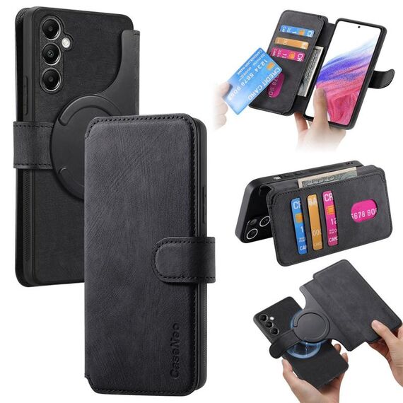 Per Samsung Galaxy A14 5G CaseNeo MagSafe RFID Antifurto Retro Custodia in Pelle per Telefono (Nero)
