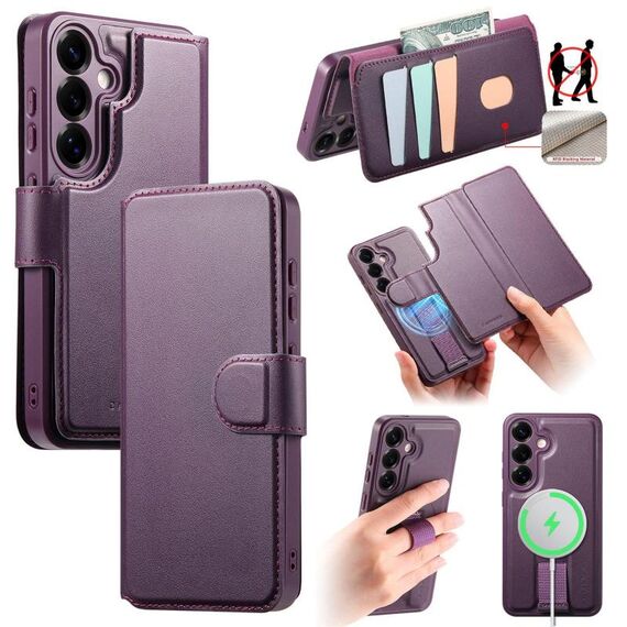 Custodia per Samsung Galaxy S25+ 5G, custodia Neo Finger Grip Strap MagSafe in pelle (viola)