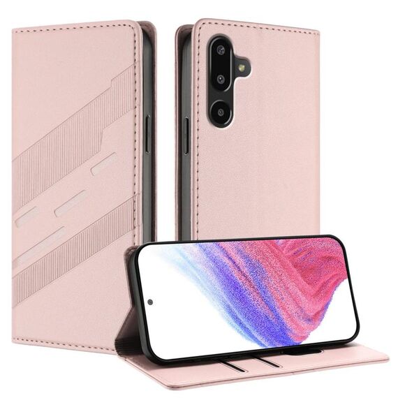 Per Samsung Galaxy F16 5G / M16 5G Custodia per telefono in pelle retrò con portafoglio multifunzionale in rilievo (rosa)
