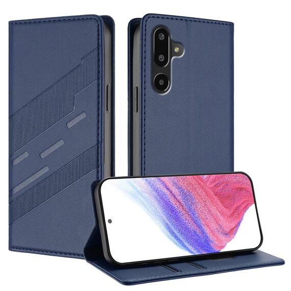 Per Samsung Galaxy F16 5G / M16 5G Custodia per telefono in pelle retrò con portafoglio multifunzionale in rilievo (blu scuro)