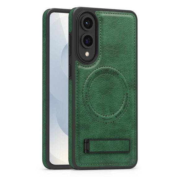 Per Samsung Galaxy S25 Edge 5G Custodia per telefono con supporto multifunzione MagSafe PU (verde)