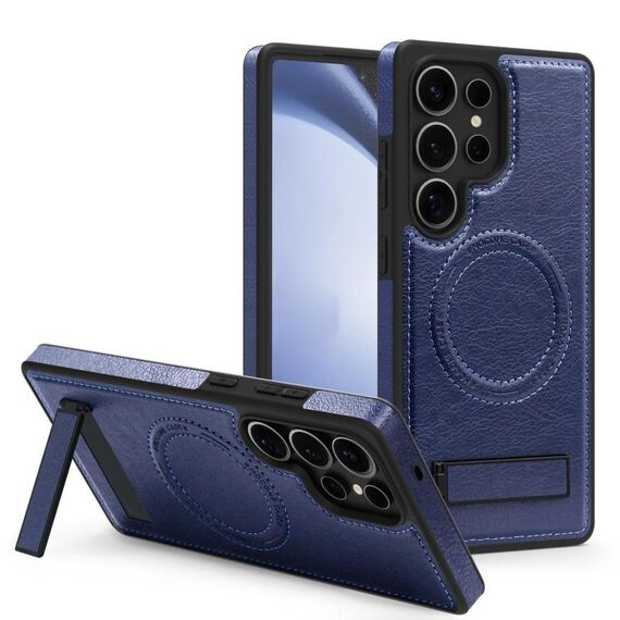Per Samsung Galaxy S24 Ultra 5G Custodia per telefono in PU con supporto multifunzione MagSafe (blu reale)