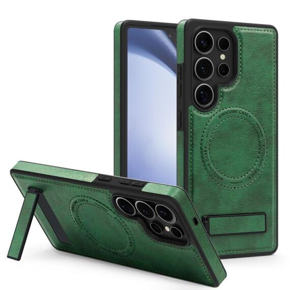 Per Samsung Galaxy S24 Ultra 5G Custodia per telefono con supporto multifunzione MagSafe PU (verde)