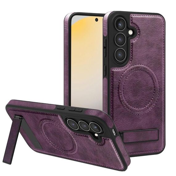 Per Samsung Galaxy S24 5G Custodia multifunzione MagSafe PU per telefono (viola scuro)