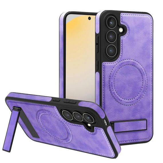 Per Samsung Galaxy S24+ 5G Custodia multifunzione MagSafe PU per telefono (viola chiaro)