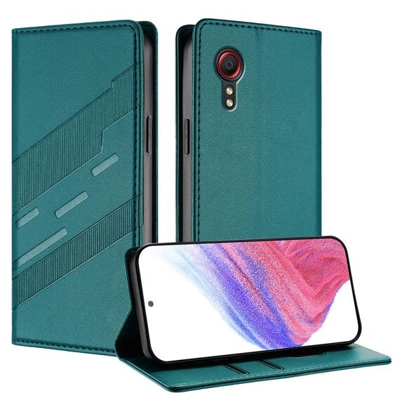 Per Samsung Galaxy XCover 5 Custodia per telefono in pelle retrò con portafoglio multifunzionale in rilievo (verde scuro)