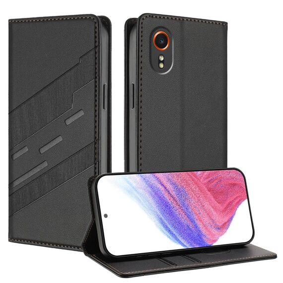 Per Samsung Galaxy XCover7 5G Global Embossed Multi-funzionale Portafoglio Retro Custodia per Telefono in Pelle (Nero)