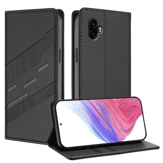 Per Samsung Galaxy XCover6 Pro Custodia per telefono in pelle retrò con portafoglio multifunzionale in rilievo (nero)