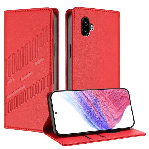 Per Samsung Galaxy XCover6 Pro Custodia per telefono in pelle retrò con portafoglio multifunzionale in rilievo (rosso)