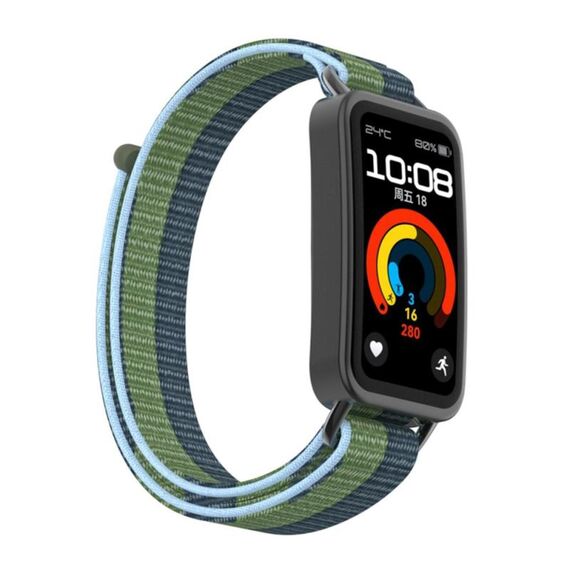 Per Huawei Band 10/9/8 Cinturino per orologio con gancio e passante in nylon con connettore metallico (blu scuro)