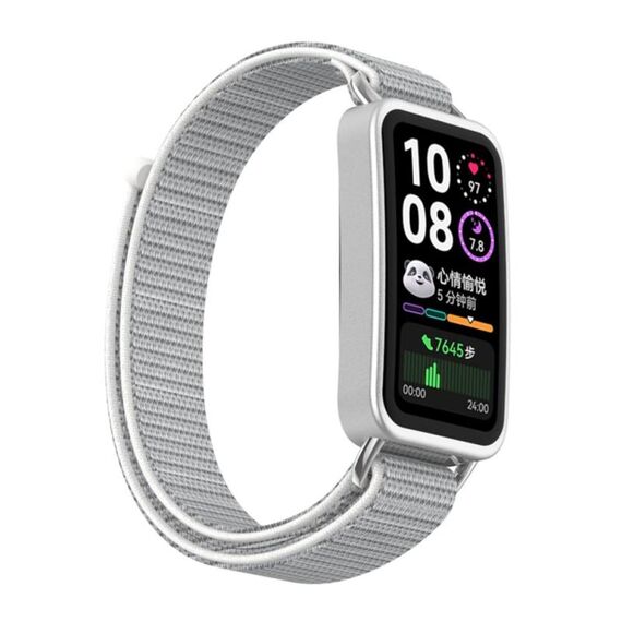 Per Huawei Band 10/9/8 Cinturino per orologio con gancio e passante in nylon con connettore metallico (grigio cielo)