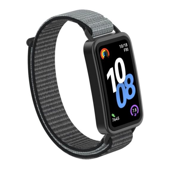 Per Huawei Band 10/9/8 Connettore in plastica con gancio e passante in nylon Cinturino per orologio (grigio)