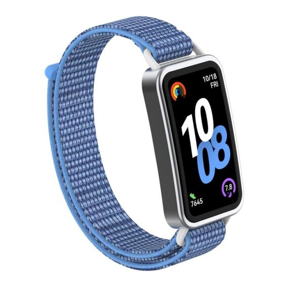 Per Huawei Band 10/9/8 Cinturino per orologio con gancio e passante in nylon con connettore in plastica (blu mantello)
