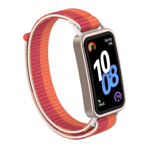 Per Huawei Band 10/9/8 Connettore in plastica Nylon Loop Hook e Loop Chiusura Cinturino per orologio (Peonia)
