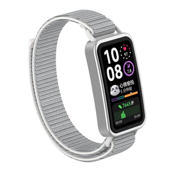 Per Huawei Band 10/9/8 Cinturino per orologio con gancio e passante in nylon con connettore in plastica (grigio cielo)