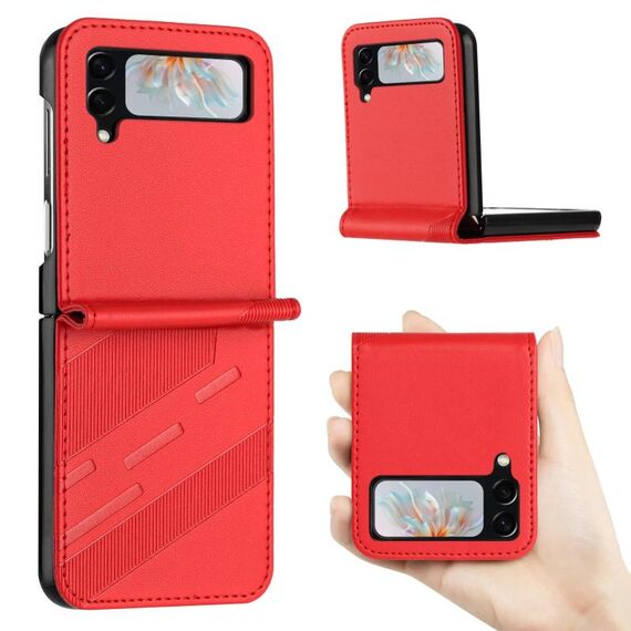 Per Samsung Galaxy Z Flip3 5G Custodia per telefono in pelle retrò con portafoglio multifunzionale in rilievo (rosso)