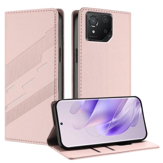 Per Asus ROG Phone 8 Custodia per telefono in pelle retrò con portafoglio multifunzionale in rilievo (rosa)