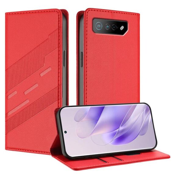 Per Asus ROG Phone 7 Custodia per telefono in pelle retrò con portafoglio multifunzionale in rilievo (rosso)