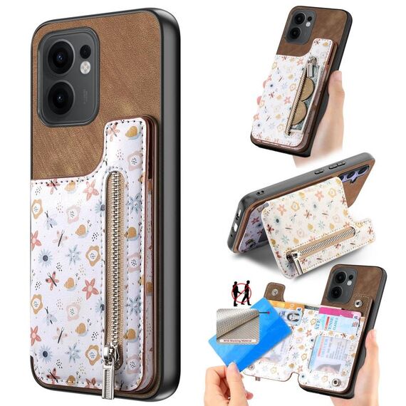 Per OPPO Reno13 F Retro Painted Zipper Wallet Back Custodia per telefono (marrone)