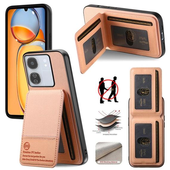 Per Redmi Turbo 4 Twill Tessuto Pelle Verticale Flip RFID Card Bag Custodia per Telefono (Rosa)